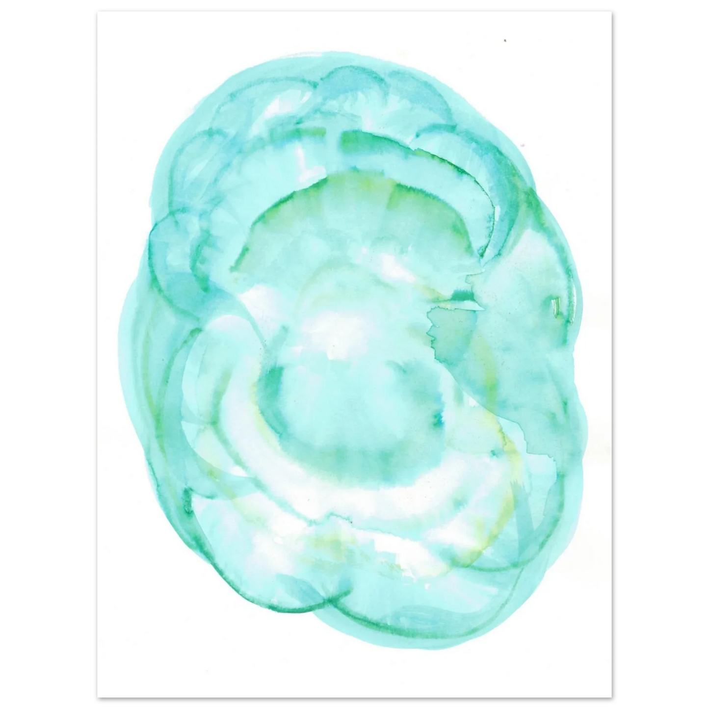 Oceanic Dream Premium Matte Poster - Serene Teal & Green Abstract Watercolor Art - Laure Leprince - Artiste Peintre