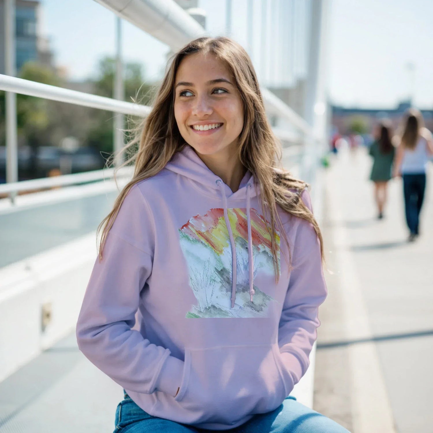 Sweat à capuche unisexe artistiqueLavander Drift| Gildan® 18500 White - Laure Leprince - Artiste Peintre