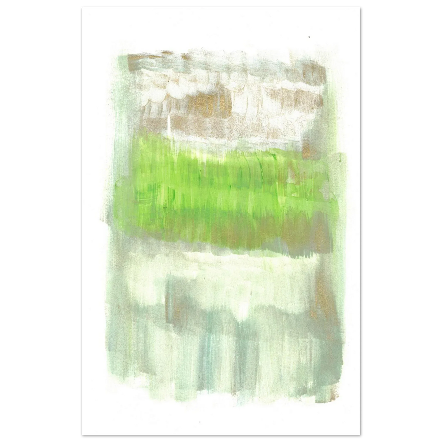 Abstract Spring Meadow with Gold Shimmer - Premium Matte Paper Poster RDJ3-1 - Laure Leprince - Artiste Peintre