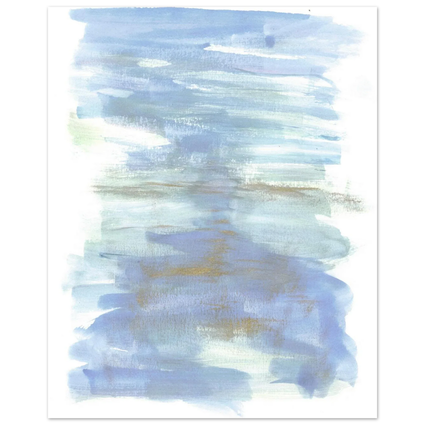Abstract Horizon Watercolor Art Print - Serene Blue & Gold Matte Paper Poster for Modern Spaces - Laure Leprince - Artiste Peintre