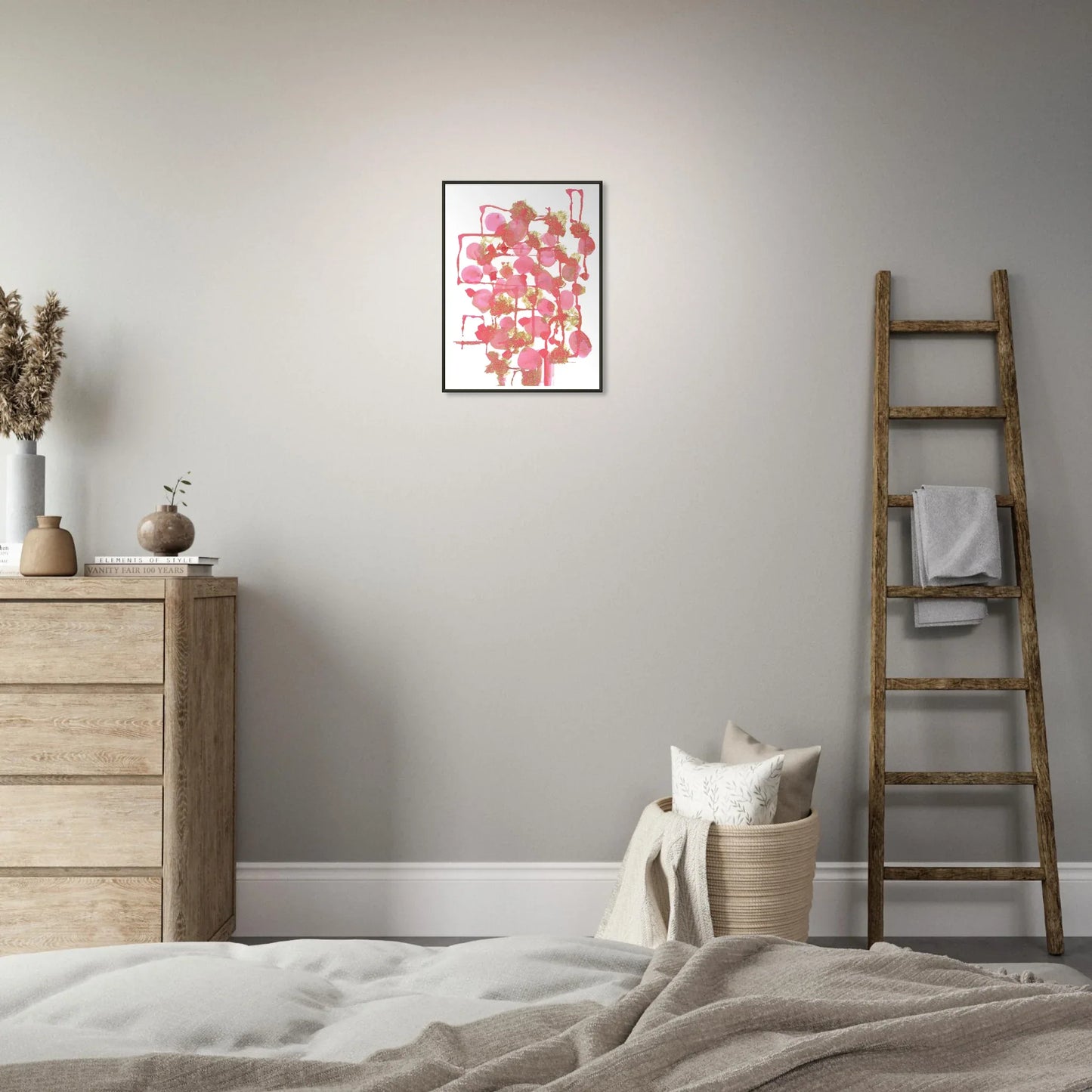 Classic Semi-Glossy Paper Metal Framed Poster Reseau Framboise - Laure Leprince - Artiste Peintre