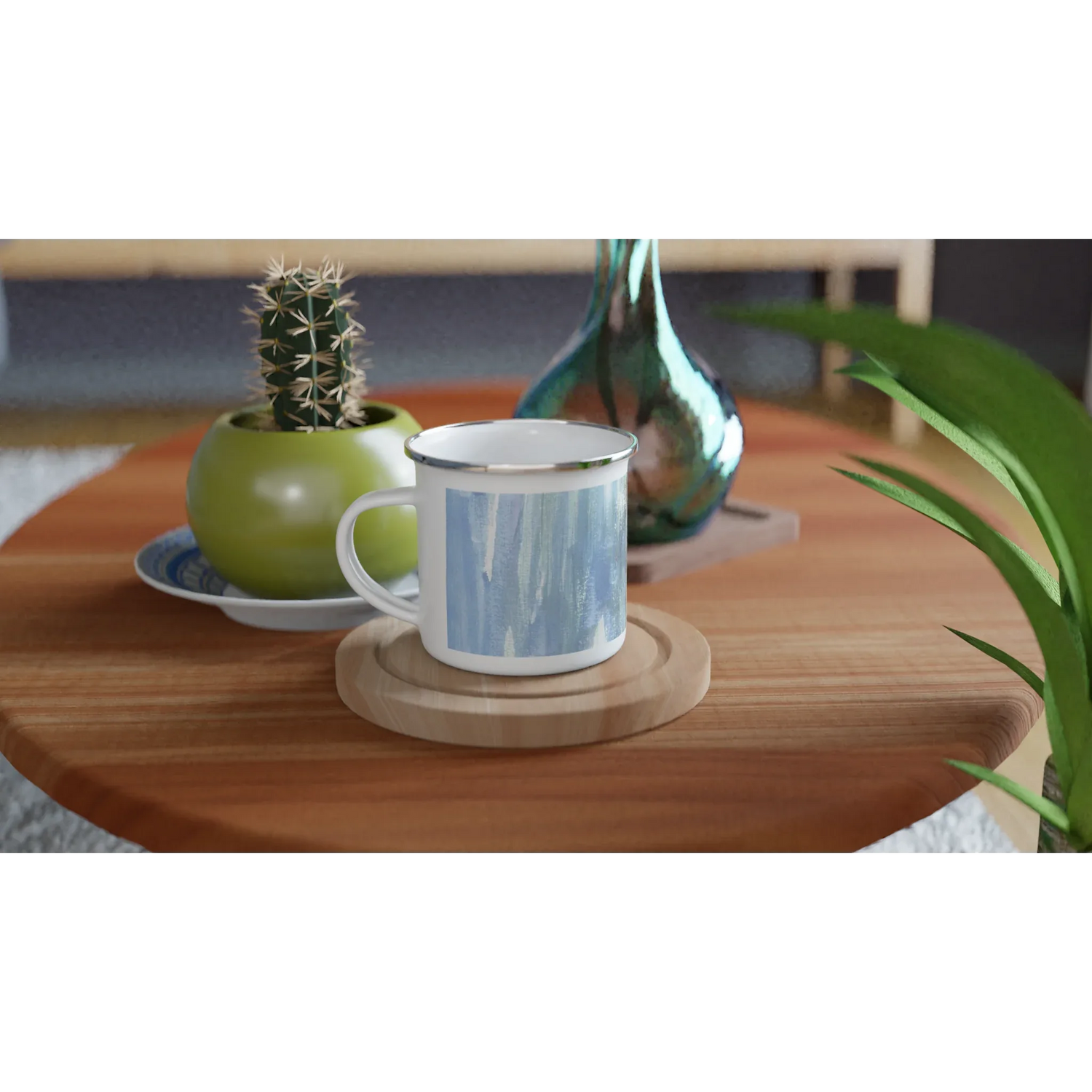 Mug en émail blanc 35 cl Silent Water – Léger, vintage et résistant - Laure Leprince - Artiste Peintre