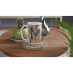 Mug en céramique blanche 44 Saphir Ambre– Grand format, design et qualité durable - Laure Leprince - Artiste Peintre