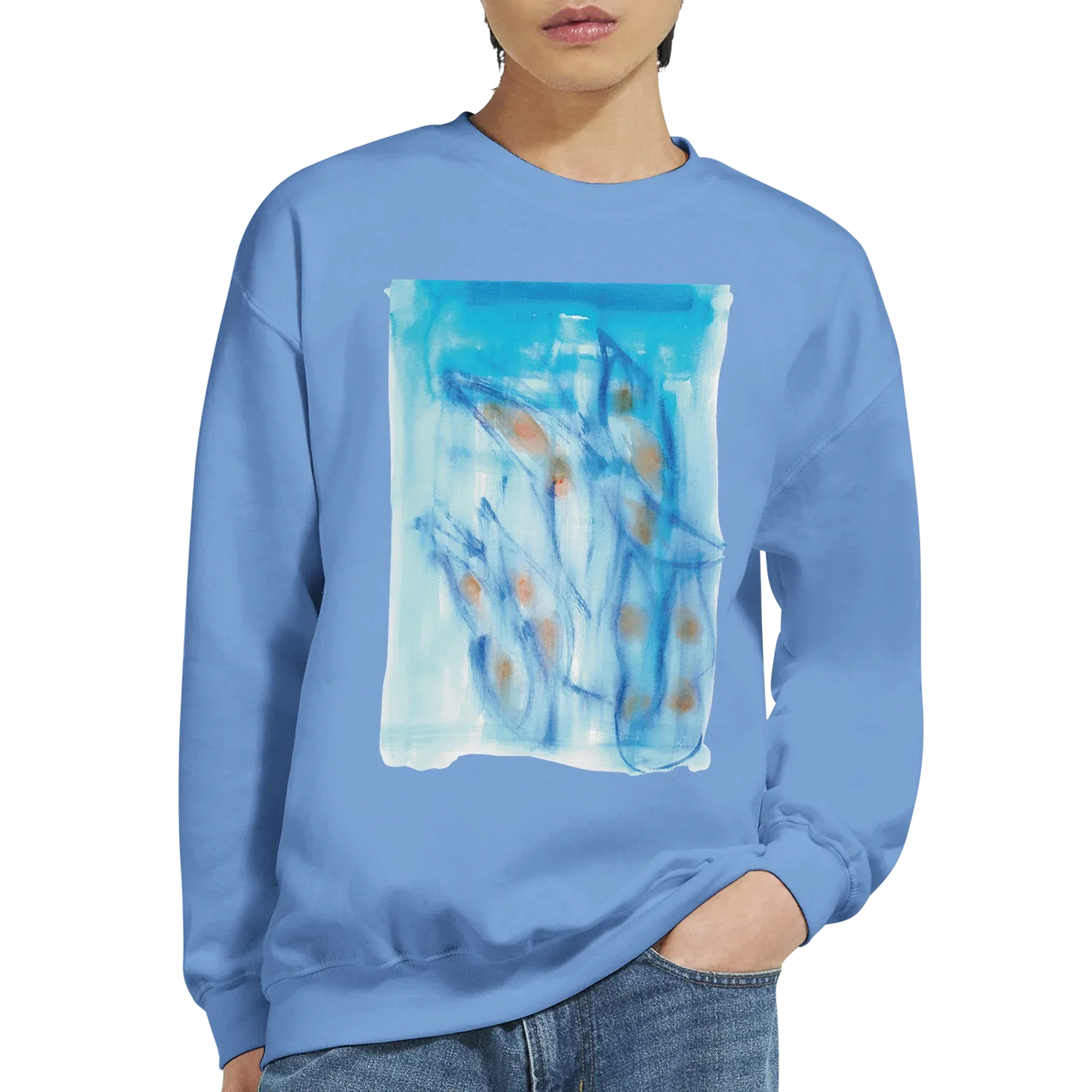 Sweatshirt Unisexe Classique Blue Sprouts – Impression Artistique Multicolore - Laure Leprince - Artiste Peintre