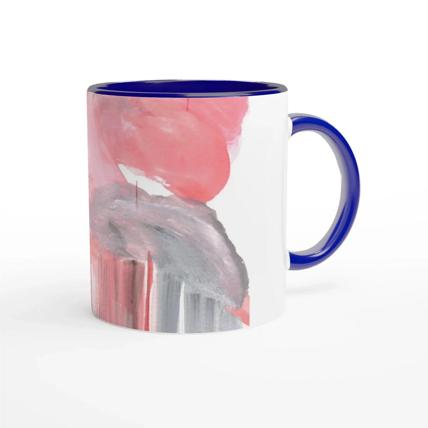 White 11oz Ceramic Mug with Color Inside Blush Cascade - Laure Leprince - Artiste Peintre