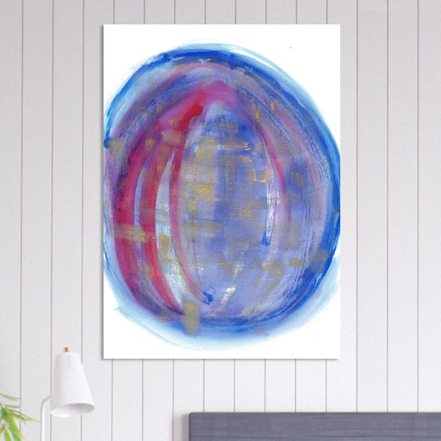 Cosmic Aura Abstract Watercolor Poster – Vibrant Blue, Magenta & Gold, Premium Matte Finish - Laure Leprince - Artiste Peintre