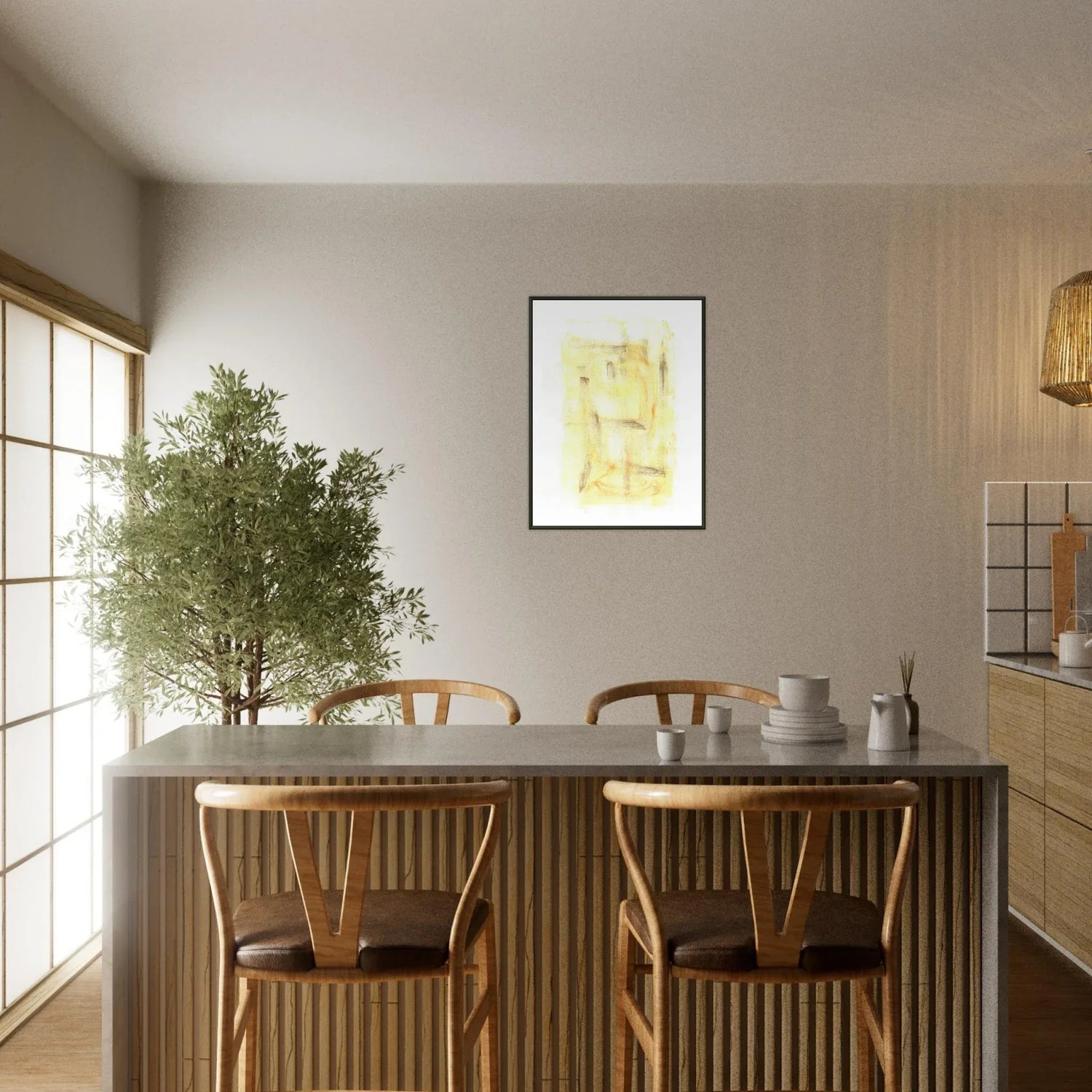 Classic Semi-Glossy Paper Metal Framed Post Golden Haze - Laure Leprince - Artiste Peintre