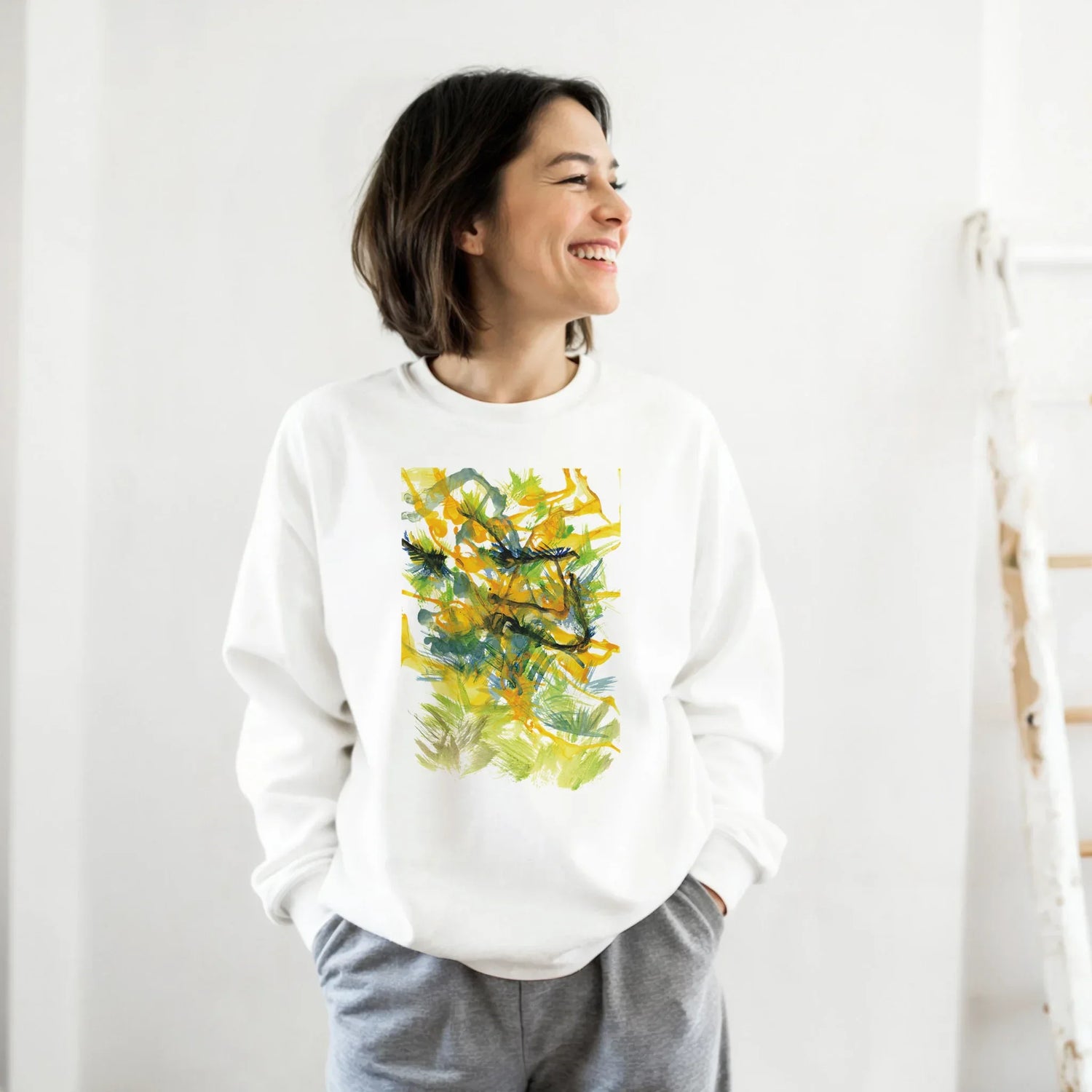 Sweatshirt Unisexe Classique Tempête Solaire – Impression Artistique Multicolore | Premium Cotton Blend - Laure Leprince - Artiste Peintre