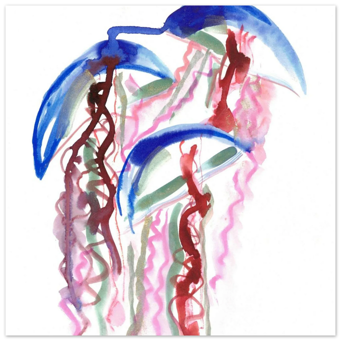 Abstract Jellyfish Dance Premium Matte Paper Poster - Dynamic Watercolor Art - Laure Leprince - Artiste Peintre