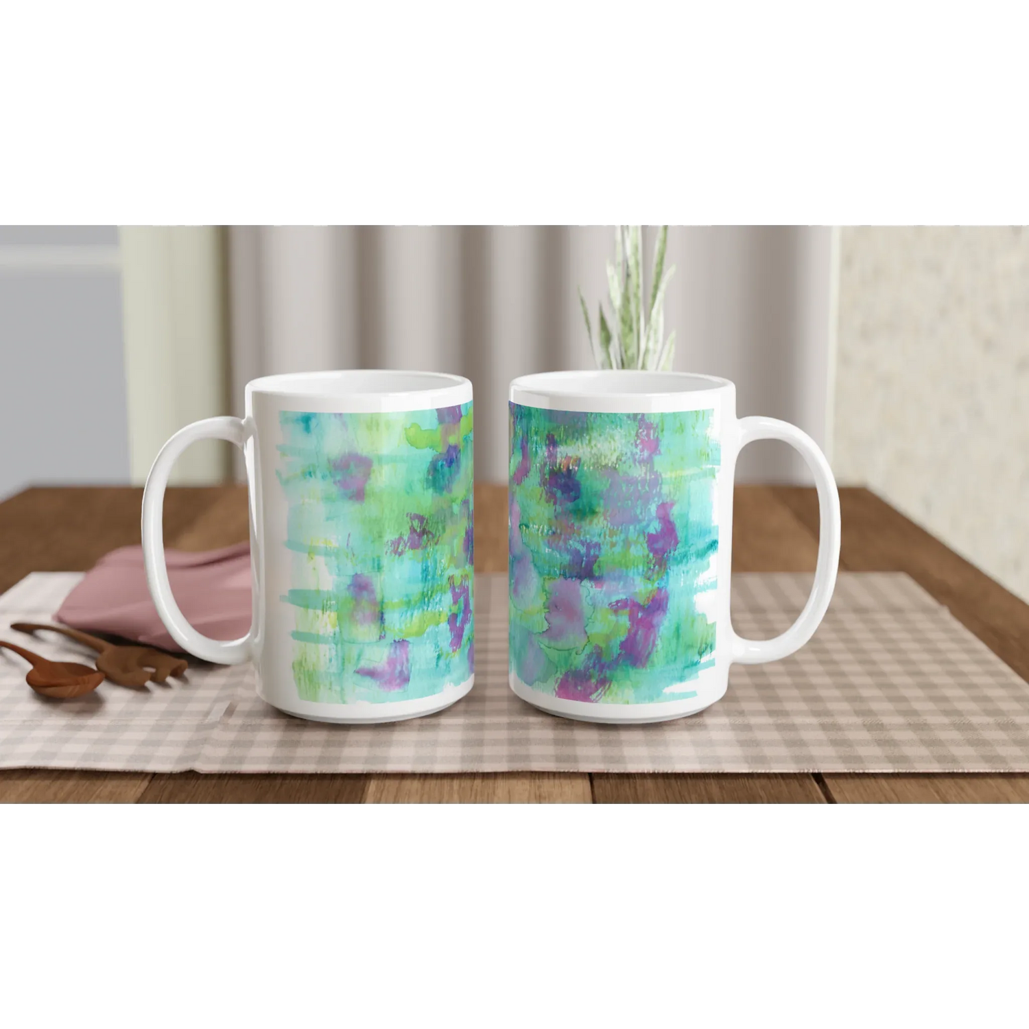 Mug en céramique blanche 44 cl Eclosions Sauvages – Grand format, design et qualité durable - Laure Leprince - Artiste Peintre