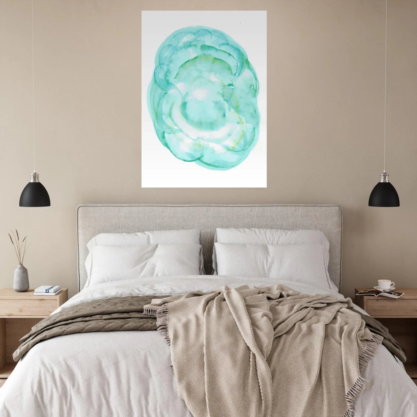 Oceanic Dream Premium Matte Poster - Serene Teal & Green Abstract Watercolor Art - Laure Leprince - Artiste Peintre