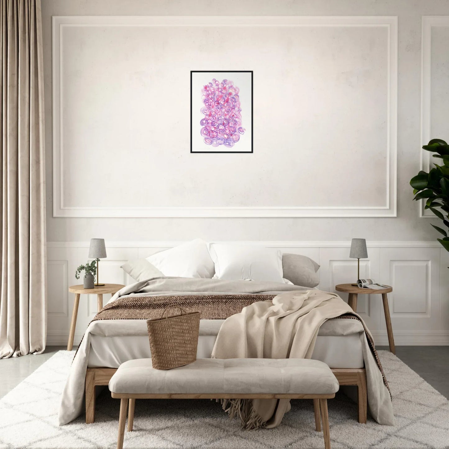 Affiche Encadrée Museum-Quality Matte Paper Wooden Framed Floraison Intime - Laure Leprince - Artiste Peintre