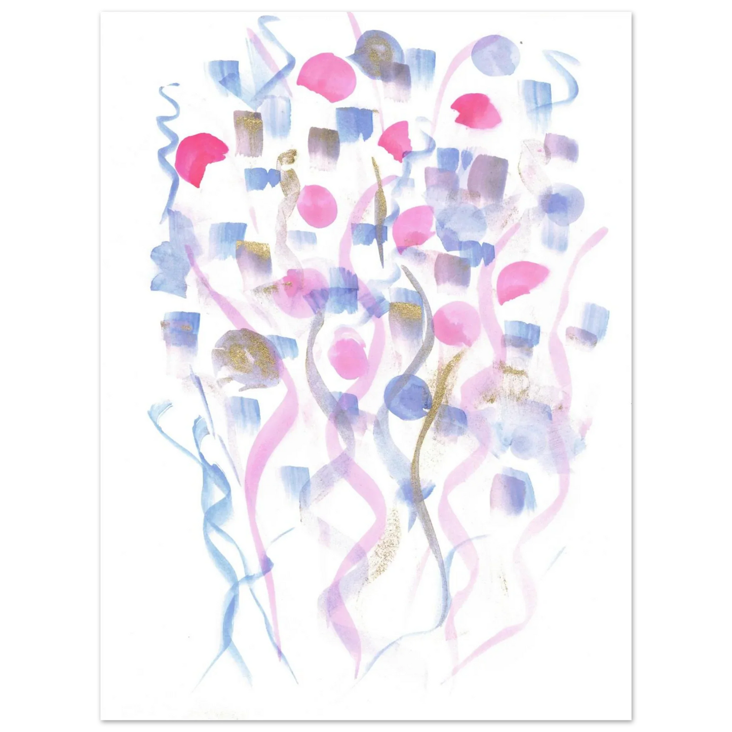 Abstract Watercolor Dreamscape Poster - Pastel Hues & Gold Flecks RDJ3-1 - Laure Leprince - Artiste Peintre