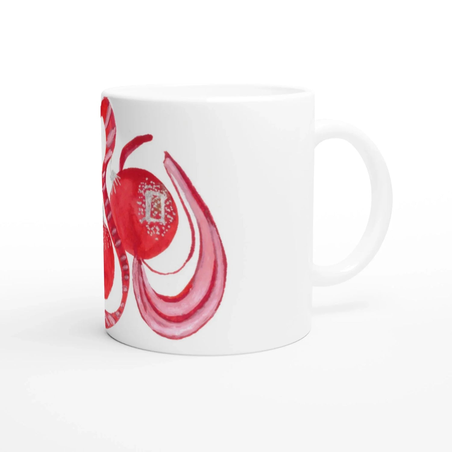 Mug en céramique blanche 325 ml Guirlande – Élégance, sécurité et durabilité - Laure Leprince - Artiste Peintre