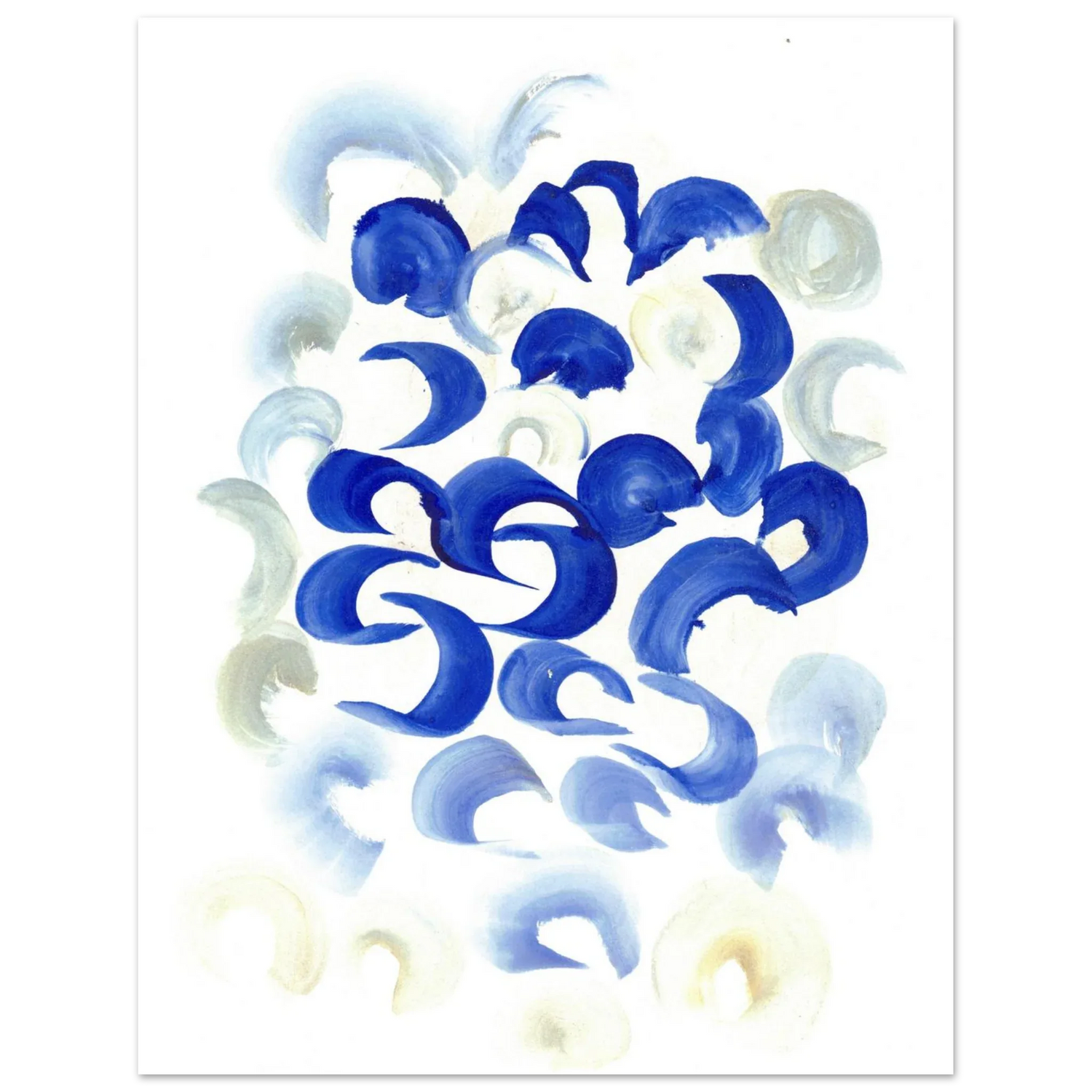Abstract Swirls in Serene Blue & Beige Premium Matte Paper Poster - Laure Leprince - Artiste Peintre