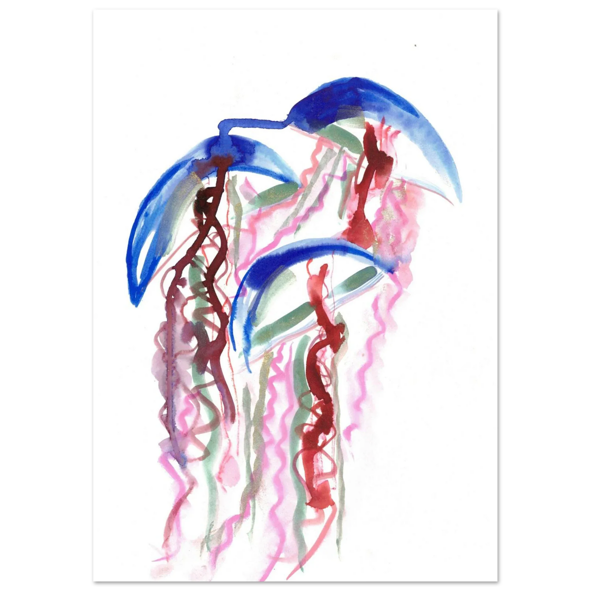Abstract Jellyfish Dance Premium Matte Paper Poster - Dynamic Watercolor Art - Laure Leprince - Artiste Peintre