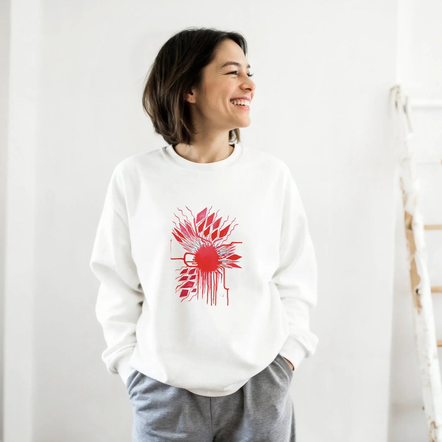 Sweatshirt Unisexe Classique Red– Impression Artistique Multicolore - Laure Leprince - Artiste Peintre