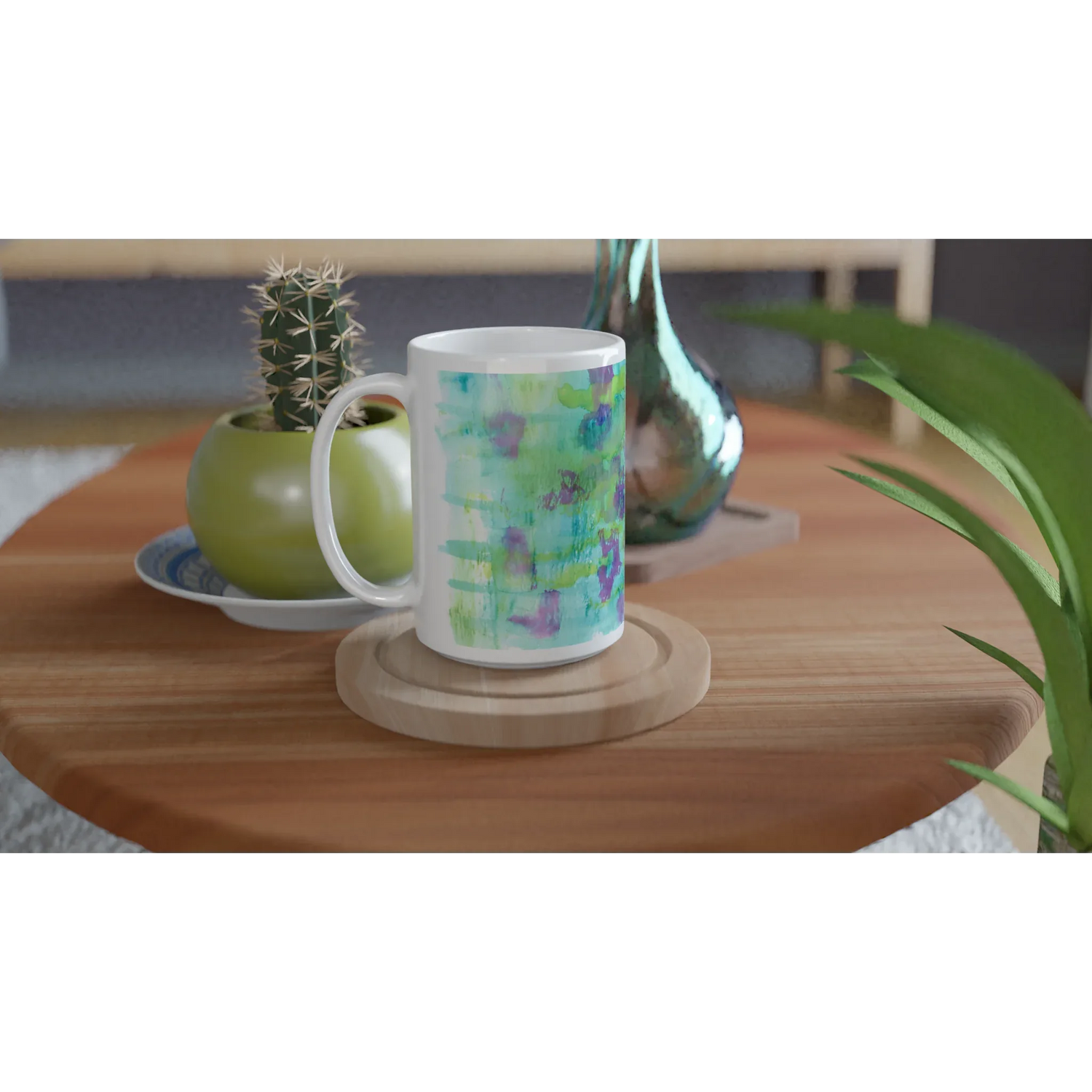 Mug en céramique blanche 44 cl Eclosions Sauvages – Grand format, design et qualité durable - Laure Leprince - Artiste Peintre