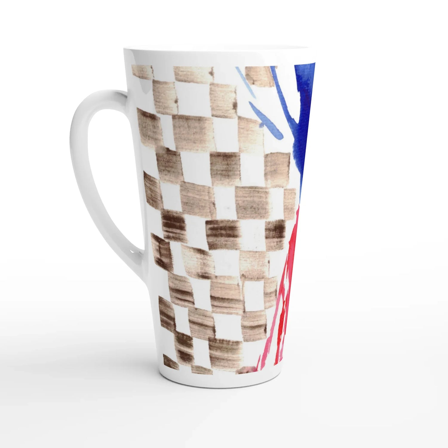 Mug céramique 500 ml pour café au lait damier – Élégance, capacité et qualité - Laure Leprince - Artiste Peintre