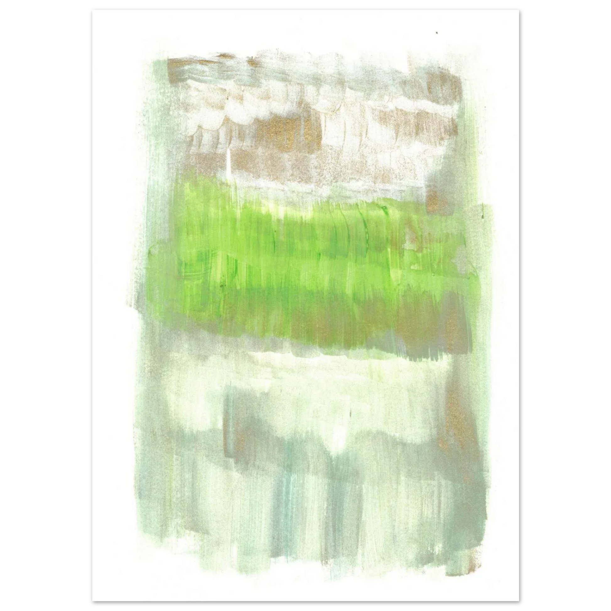 Abstract Spring Meadow with Gold Shimmer - Premium Matte Paper Poster RDJ3-1 - Laure Leprince - Artiste Peintre