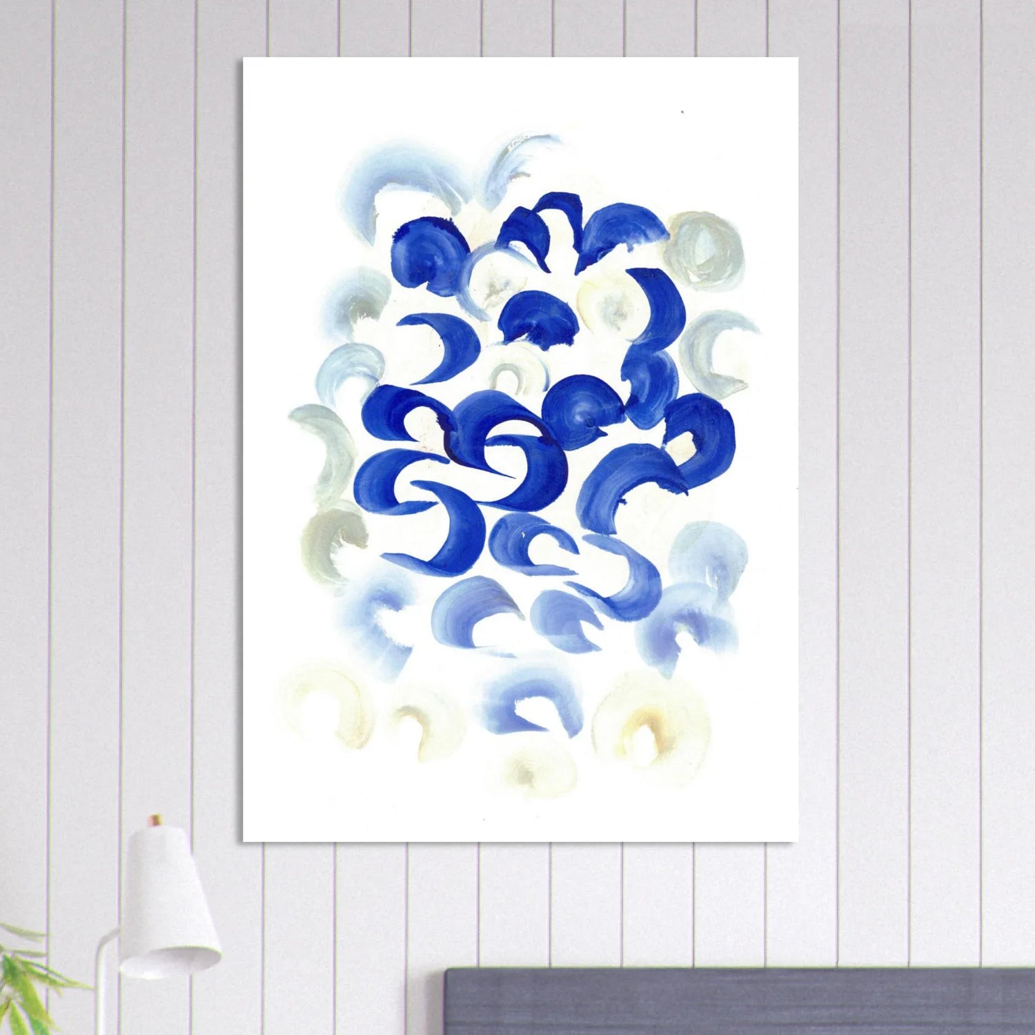 Abstract Swirls in Serene Blue & Beige Premium Matte Paper Poster - Laure Leprince - Artiste Peintre