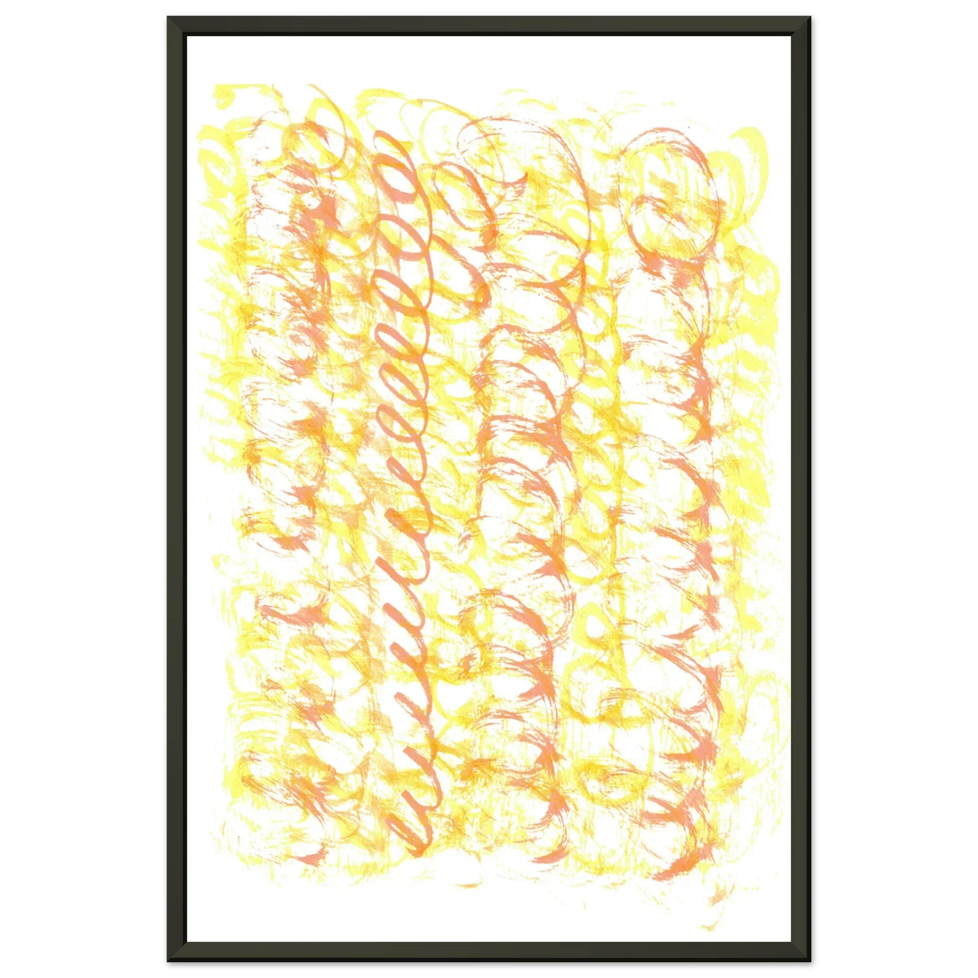 Classic Semi-Glossy Paper Metal Framed Post Yellow Waves - Laure Leprince - Artiste Peintre