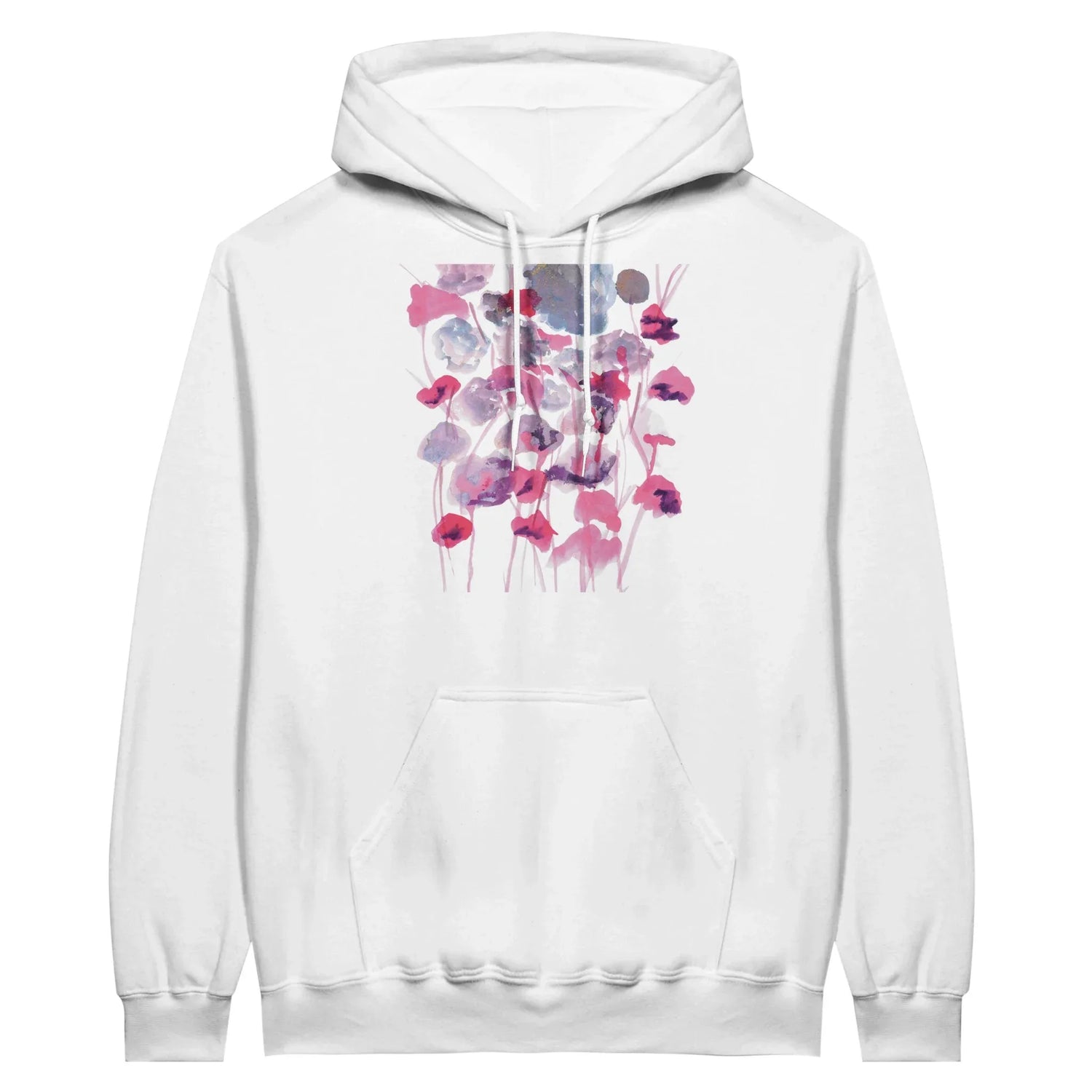 Sweat à capuche unisexe artistique Jardin des Ombrelles| Gildan® 18500 White - Laure Leprince - Artiste Peintre