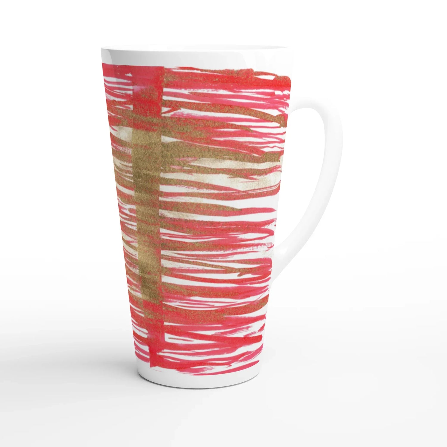 Mug à Latte en Céramique Blanche 500 ml Red Waves – Élégant, durable et brillant - Laure Leprince - Artiste Peintre