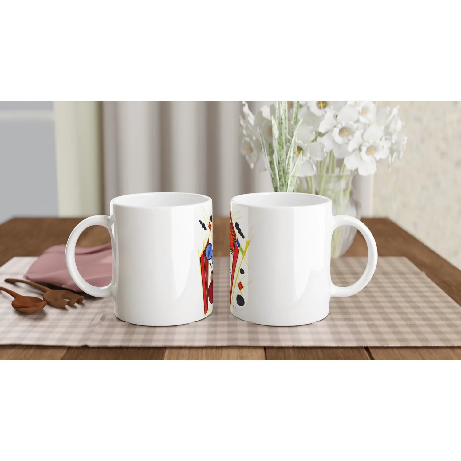 Mug en céramique 325 ml | Bord et anse colorés | Aquarelle Laure Leprince - Laure Leprince - Artiste Peintre