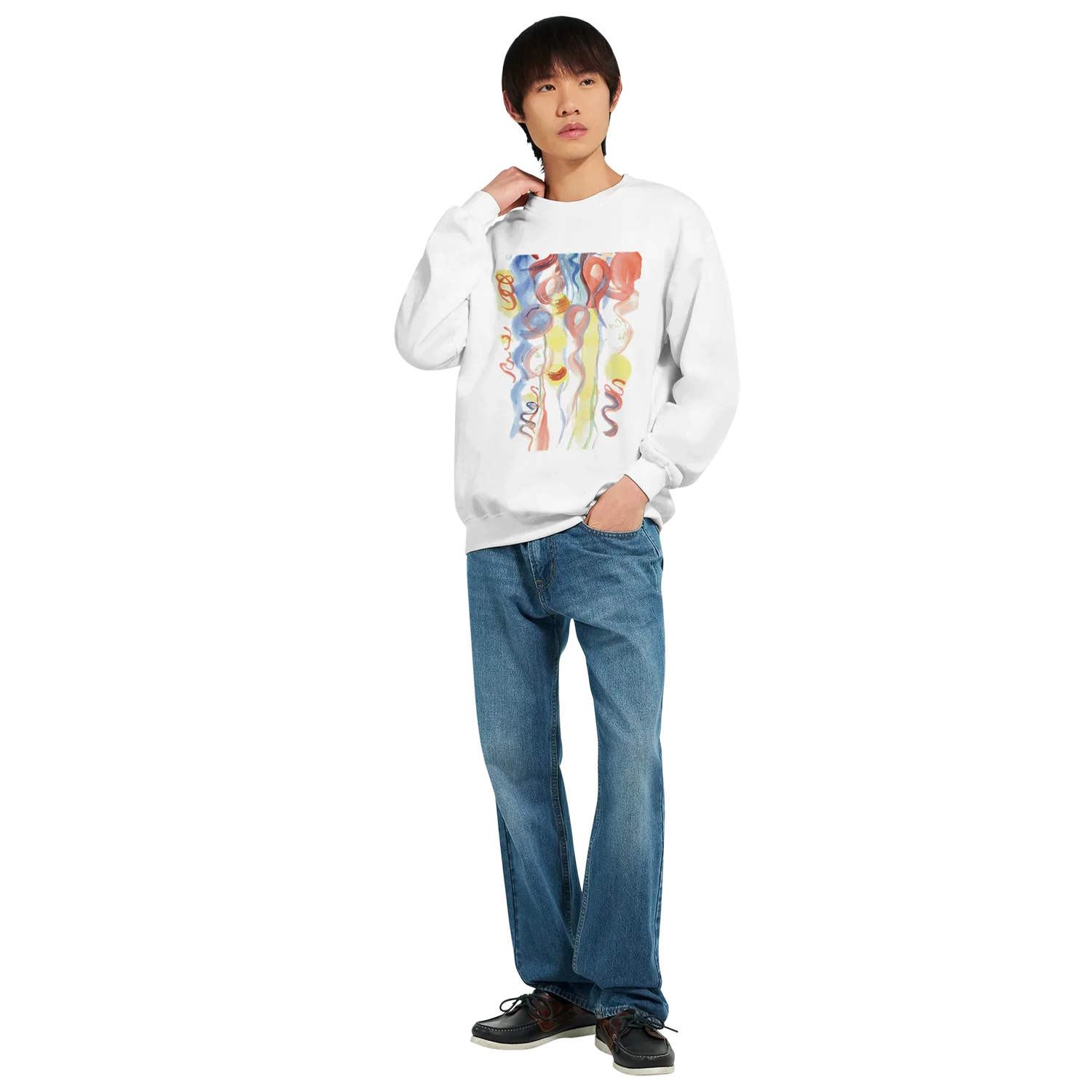 Sweatshirt Unisexe Classique Serpentins – Impression Artistique Multicolore | Premium Cotton Blend - Laure Leprince - Artiste Peintre