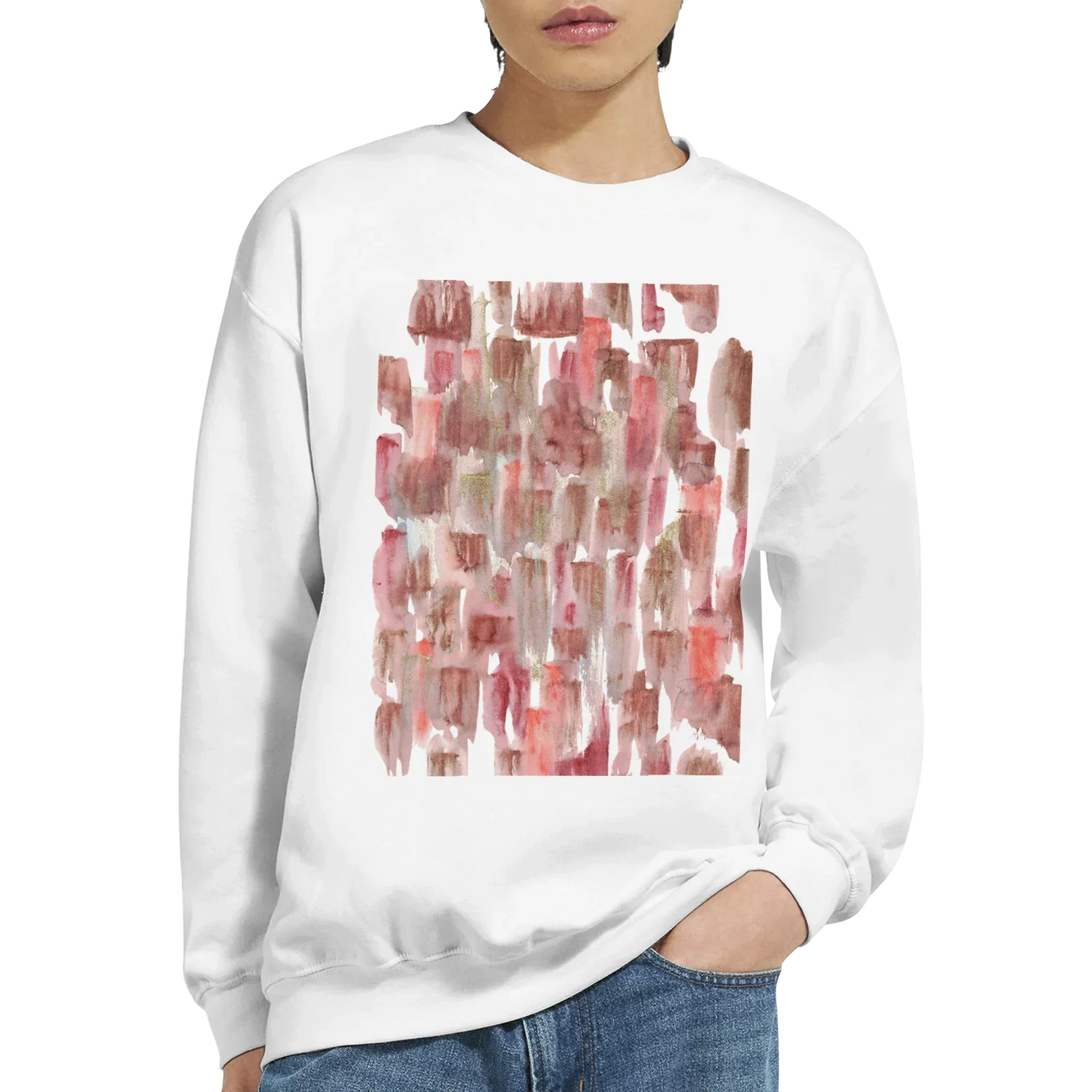Sweatshirt Unisexe Classique Terracotta Waves – Impression Artistique Multicolore - Laure Leprince - Artiste Peintre