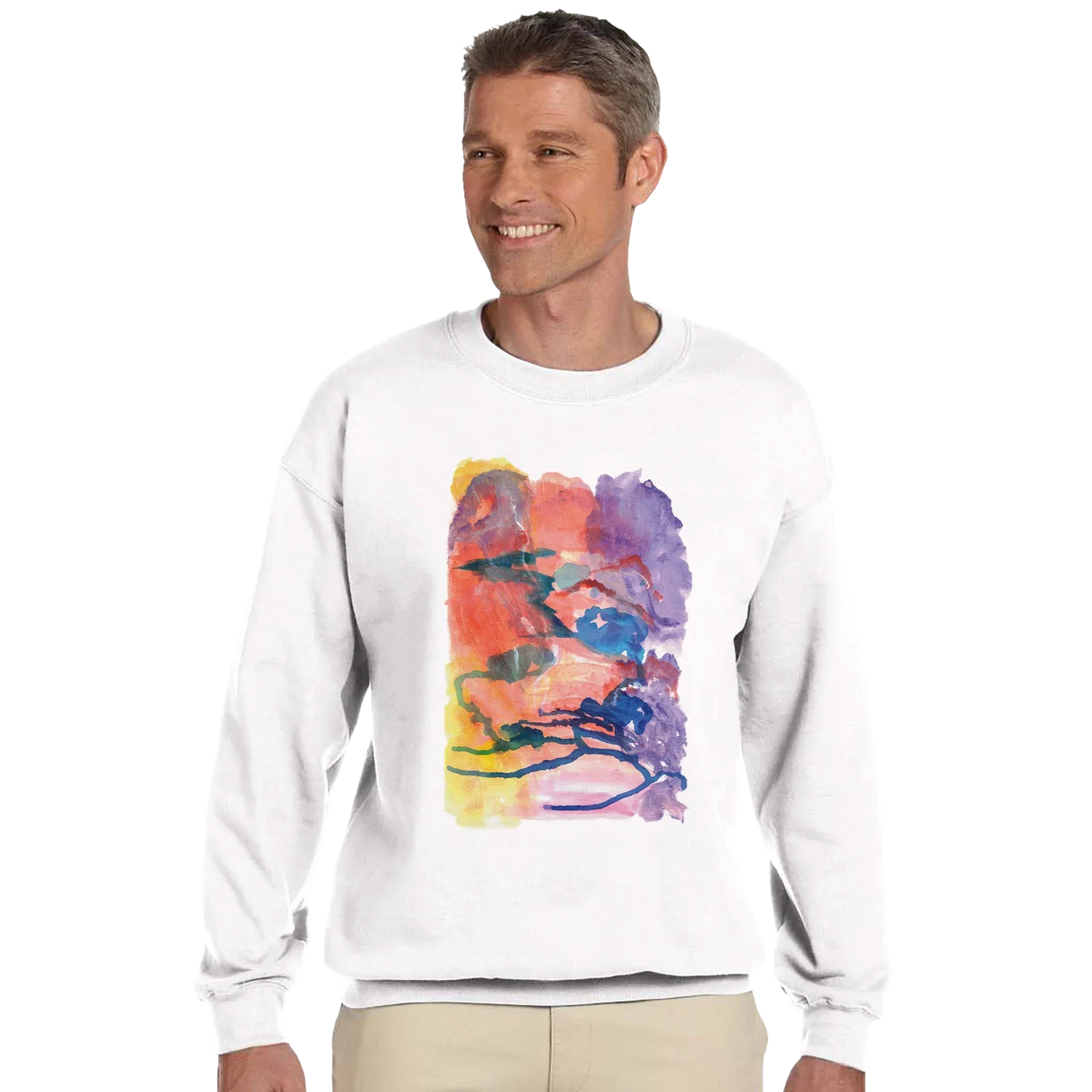 Sweatshirt Unisexe Classique Neon mirage – Impression Artistique Multicolore - Laure Leprince - Artiste Peintre