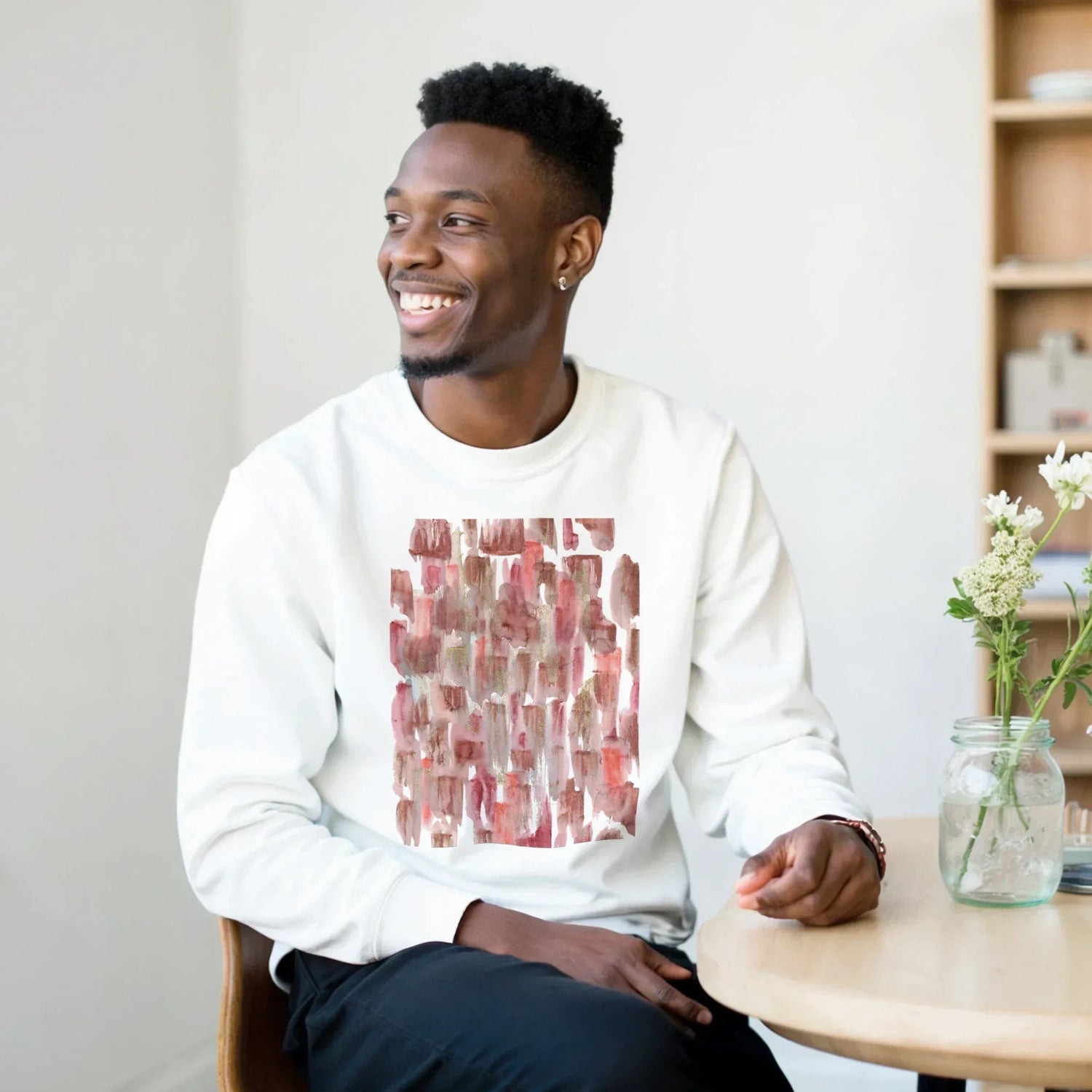 Sweatshirt Unisexe Classique Terracotta Waves – Impression Artistique Multicolore - Laure Leprince - Artiste Peintre