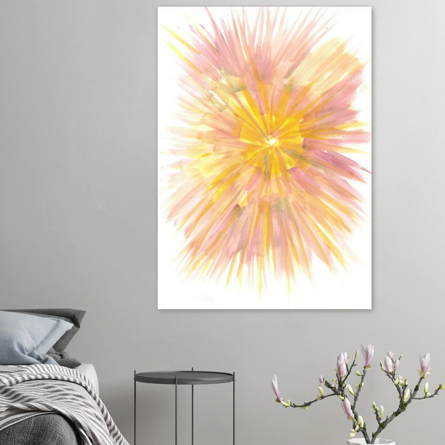 Abstract Sunrise Burst Art Print - Premium Matte Paper Poster with Dynamic Watercolor Design - Laure Leprince - Artiste Peintre