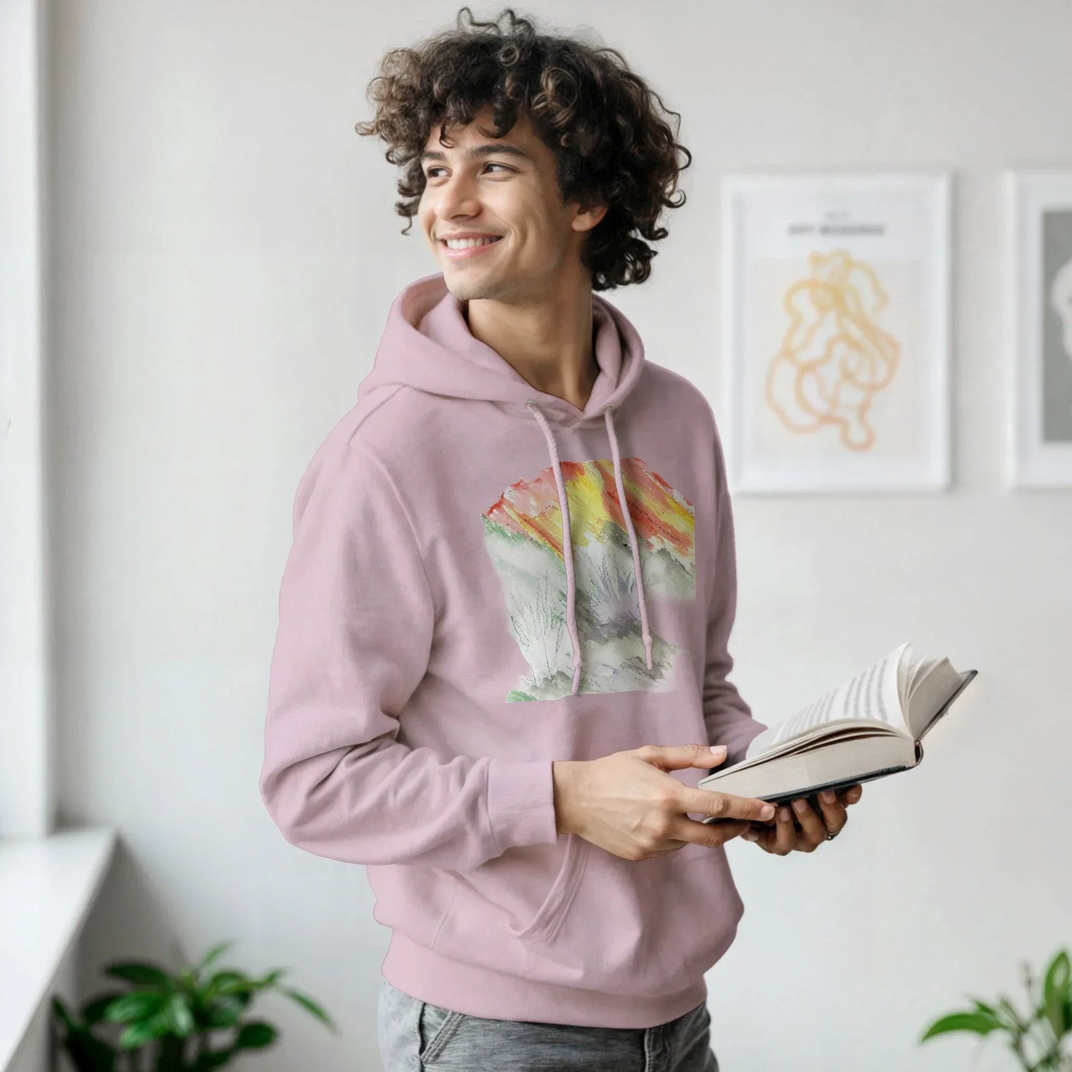 Sweat à capuche unisexe artistiqueLavander Drift| Gildan® 18500 White - Laure Leprince - Artiste Peintre