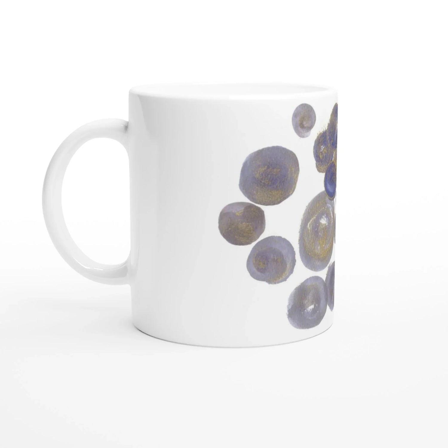 Mug en céramique blanche 325 ml Sphères – Élégance, sécurité et durabilité - Laure Leprince - Artiste Peintre