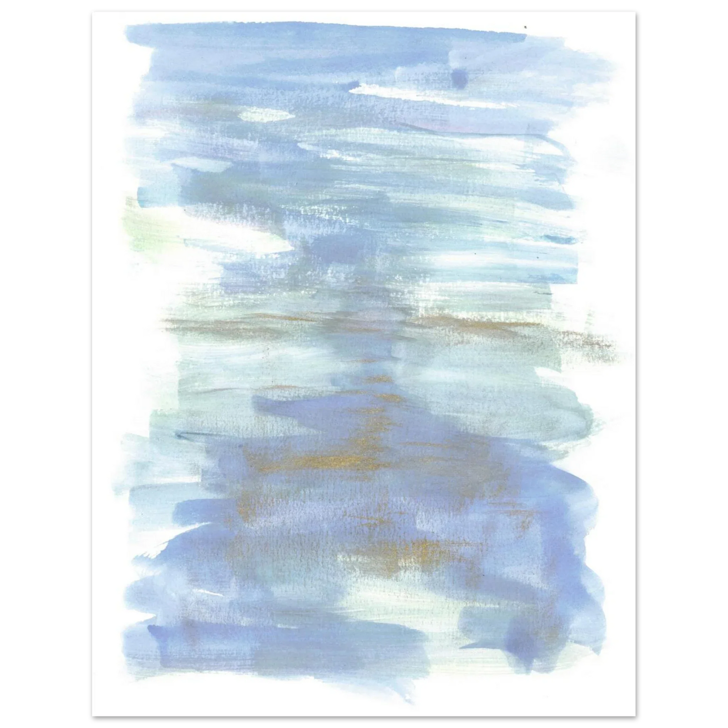 Abstract Horizon Watercolor Art Print - Serene Blue & Gold Matte Paper Poster for Modern Spaces - Laure Leprince - Artiste Peintre