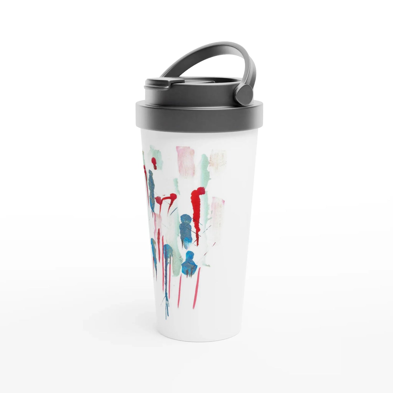 Mug de voyage blanc en acier inoxydable – 44 cl Personnages | Élégant, pratique et isotherme - Laure Leprince - Artiste Peintre