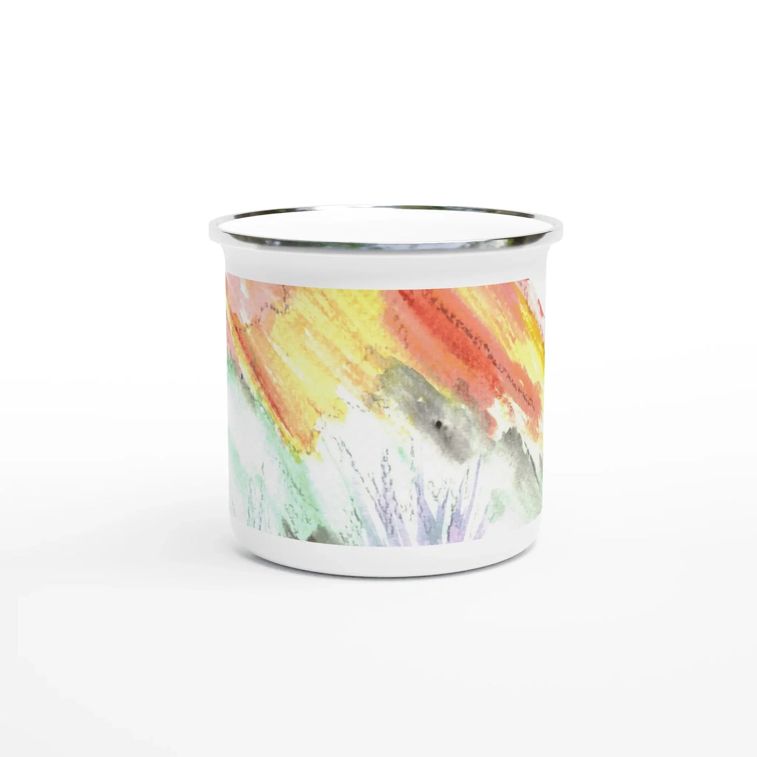 Mug en émail blanc 35 cl Lavander Drift – Léger, vintage et résistant - Laure Leprince - Artiste Peintre