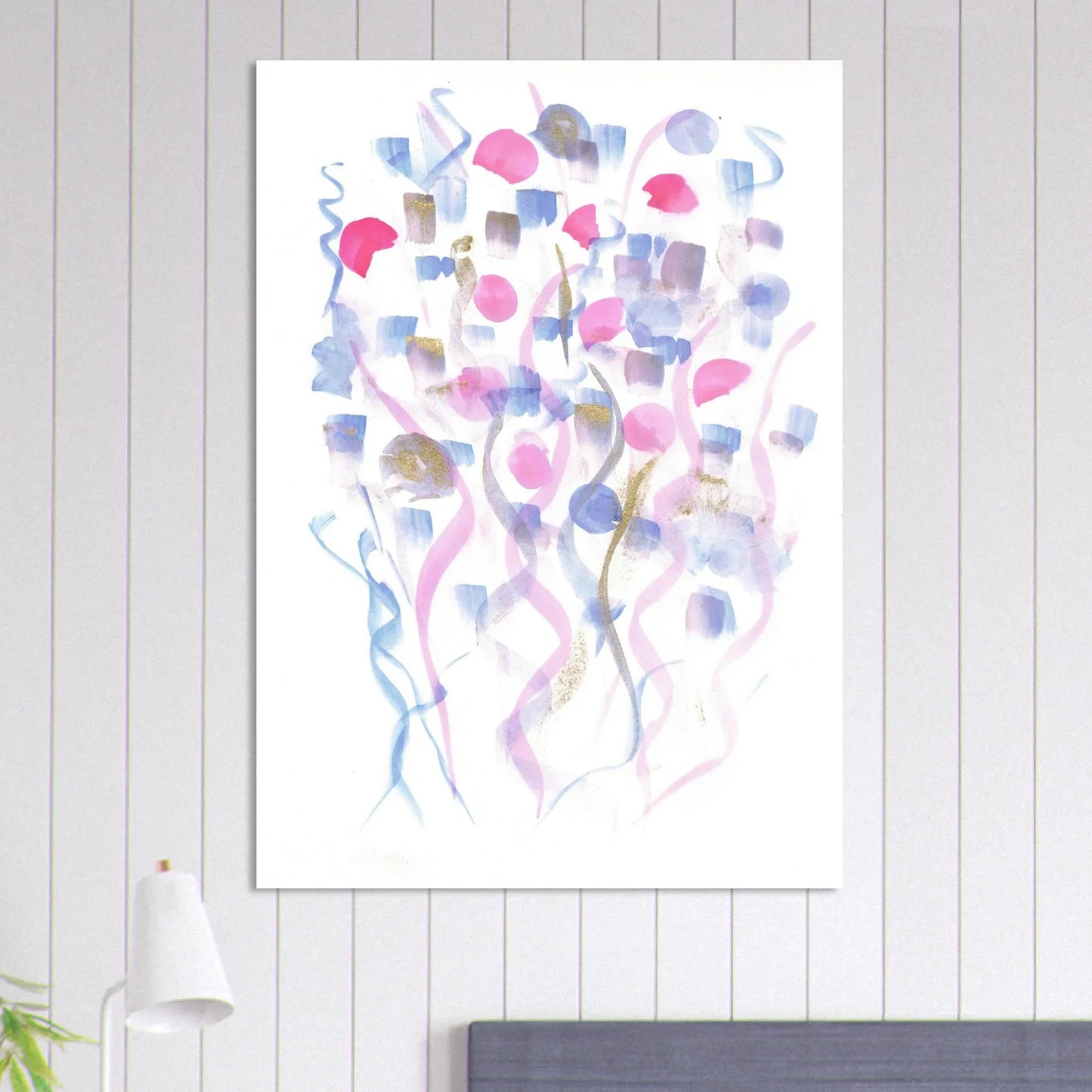 Abstract Watercolor Dreamscape Poster - Pastel Hues & Gold Flecks RDJ3-1 - Laure Leprince - Artiste Peintre