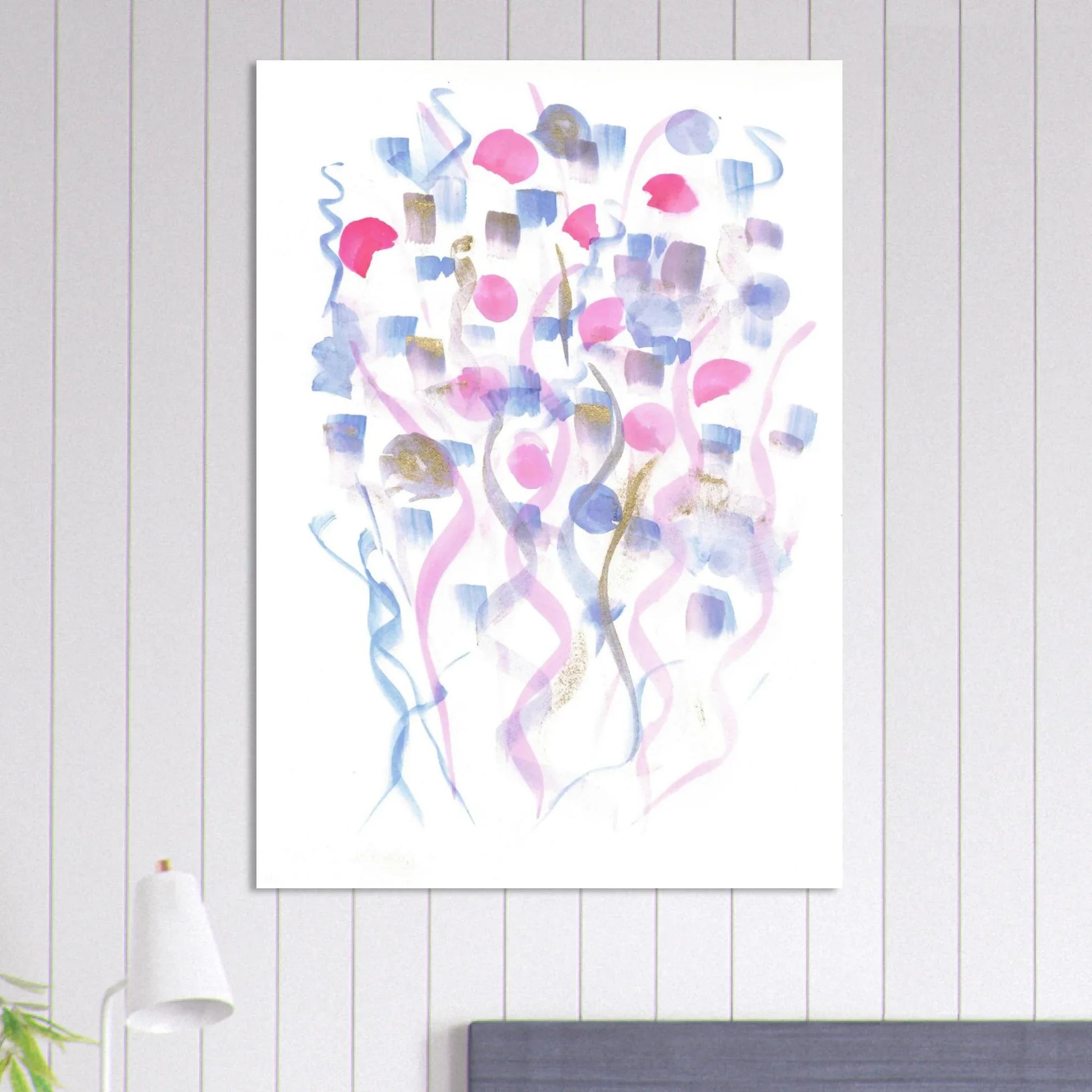 Abstract Watercolor Dreamscape Poster - Pastel Hues & Gold Flecks RDJ3-1 - Laure Leprince - Artiste Peintre