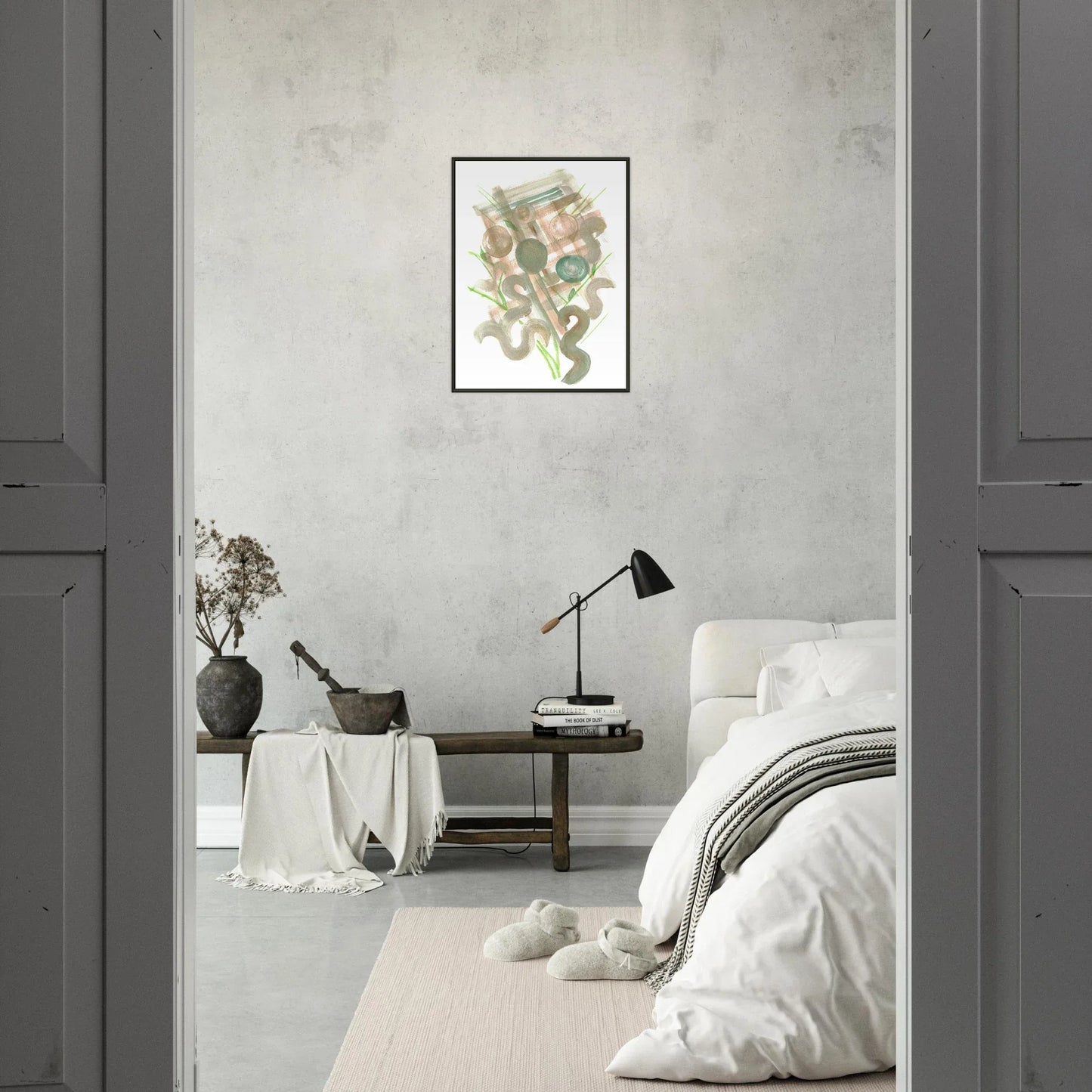Classic Semi-Glossy Paper Metal Framed Poste Moss Geometry - Laure Leprince - Artiste Peintre