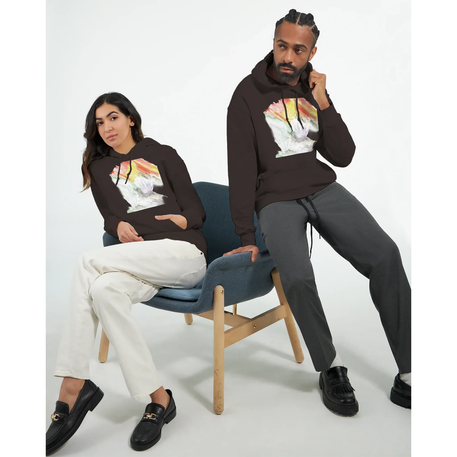 Sweat à capuche unisexe artistiqueLavander Drift| Gildan® 18500 White - Laure Leprince - Artiste Peintre