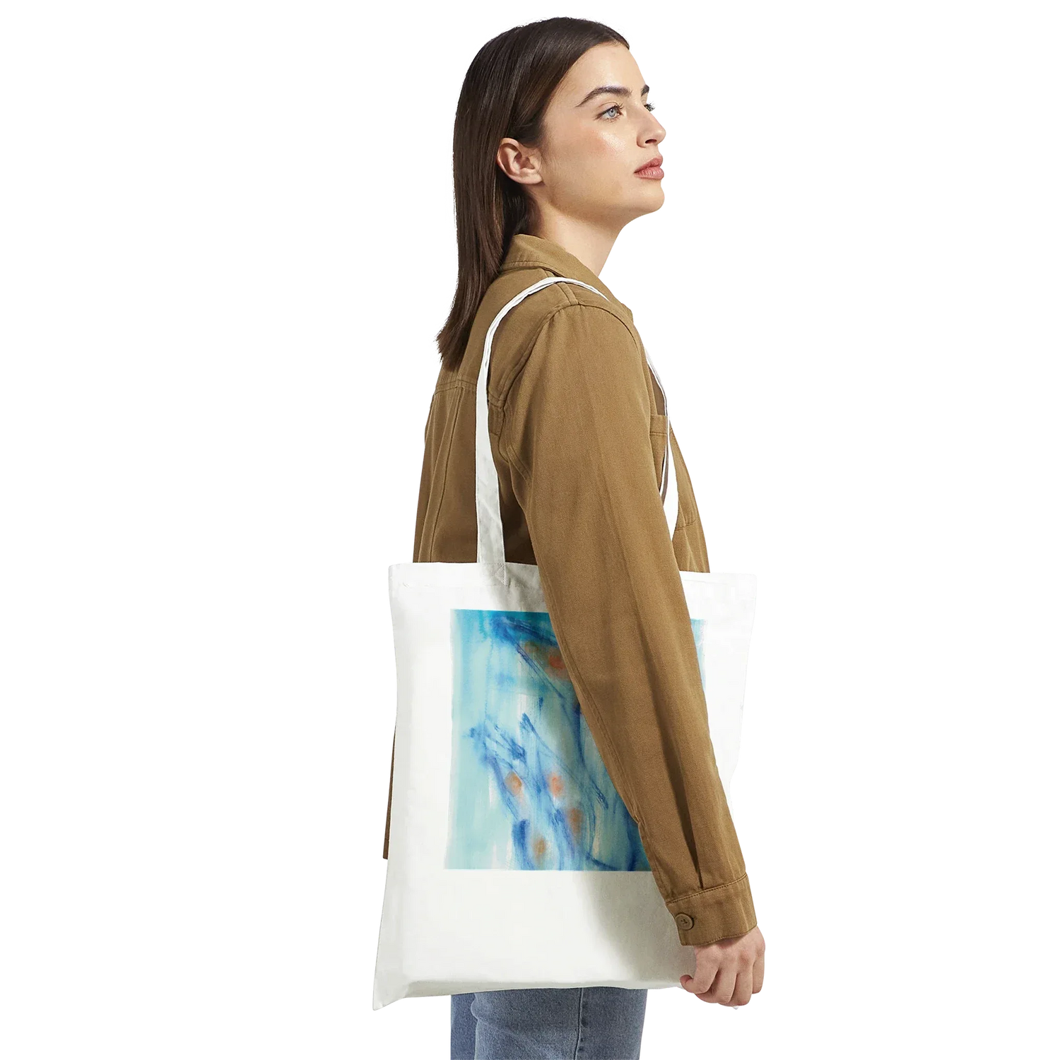 Premium Cotton Tote Bag - Wearable Art Blue Sprouts - Laure Leprince - Artiste Peintre