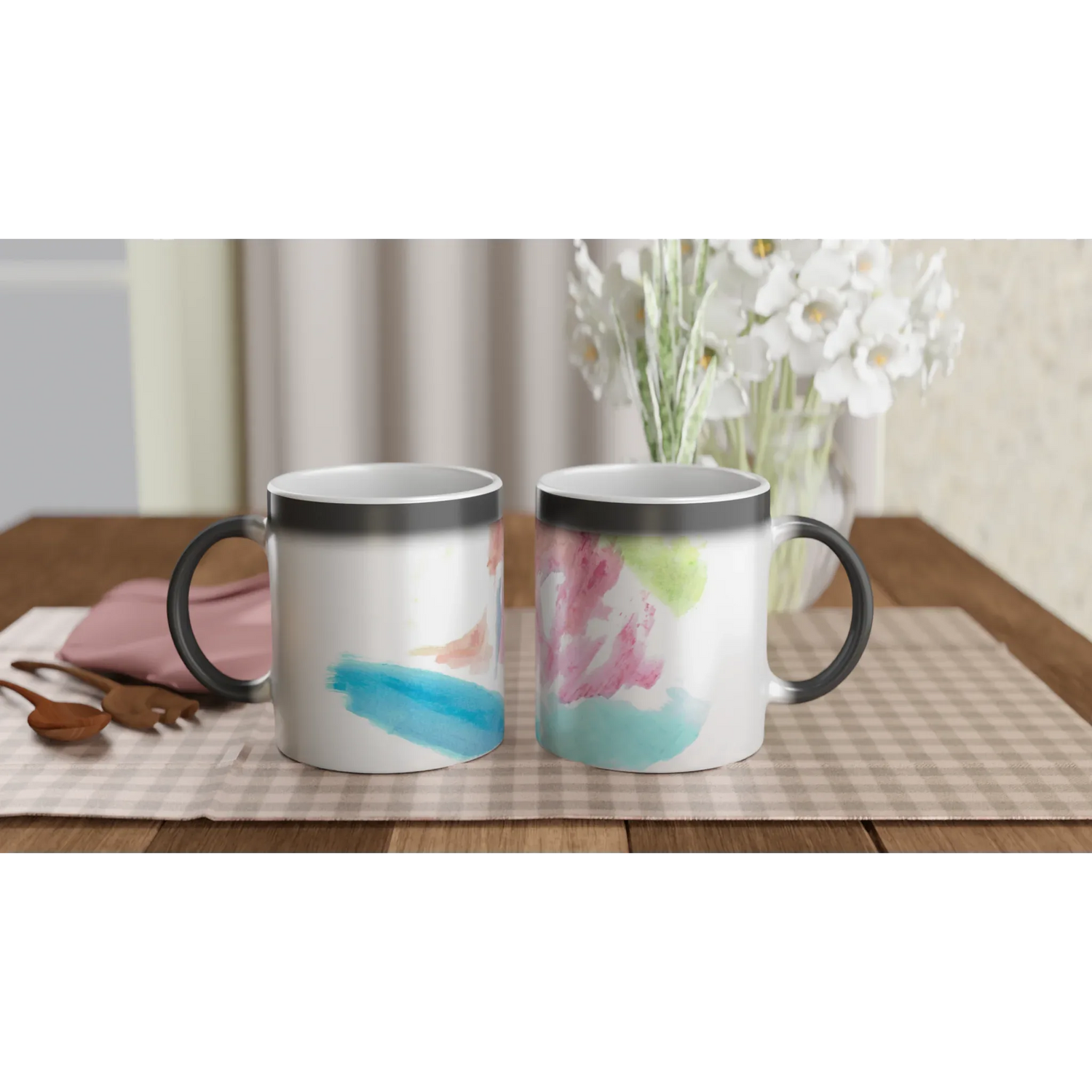 Mug magique en céramique 325 ml Aurore Pastel – Révèlez votre motif à la chaleur - Laure Leprince - Artiste Peintre