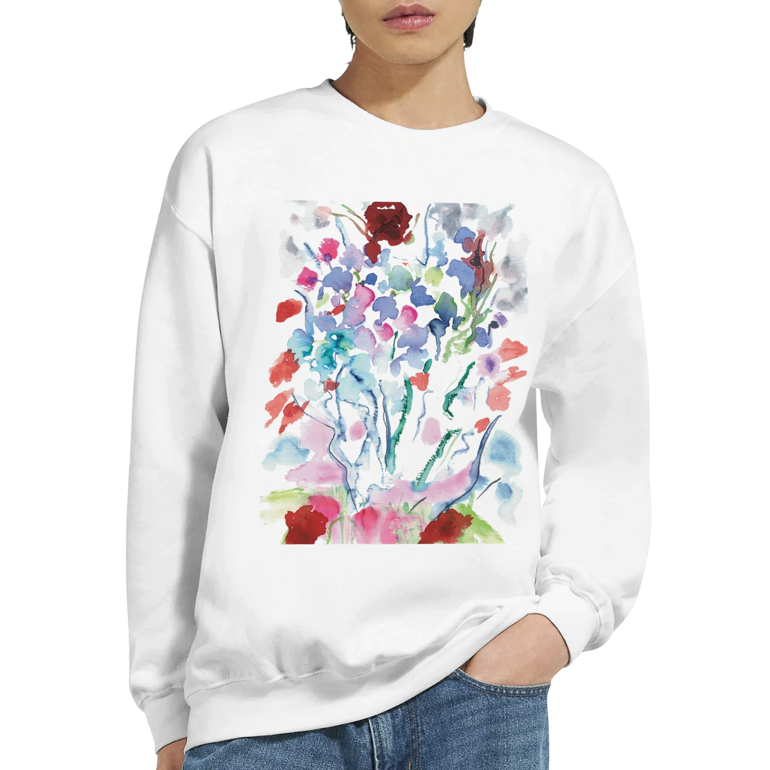 Sweatshirt Unisexe Classique Flora l– Impression Artistique Multicolore | Premium Cotton Blend - Laure Leprince - Artiste Peintre