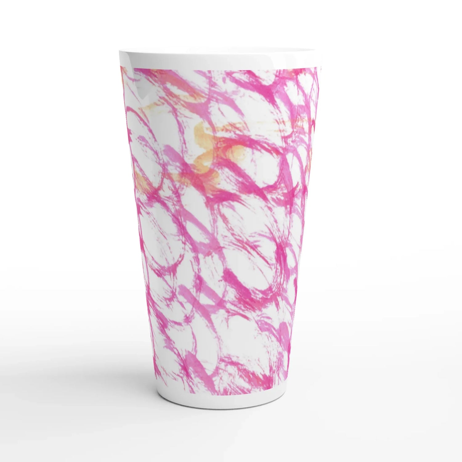 Mug à Latte en Céramique Blanche 500 ml Pink Waves – Élégant, durable et brillant - Laure Leprince - Artiste Peintre