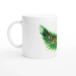 Mug en céramique blanche 325 ml Guirlande verte – Élégance, sécurité et durabilité - Laure Leprince - Artiste Peintre