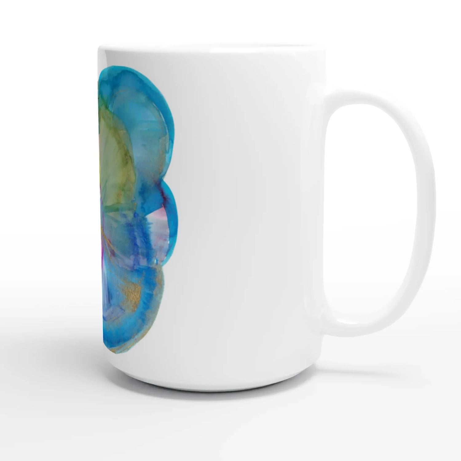 Mug en céramique blanche 44 Crytal Bloom – Grand format, design et qualité durable - Laure Leprince - Artiste Peintre