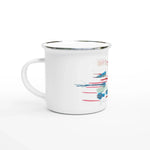 Mug en émail blanc 35 cl Personnages – Léger, vintage et résistant - Laure Leprince - Artiste Peintre